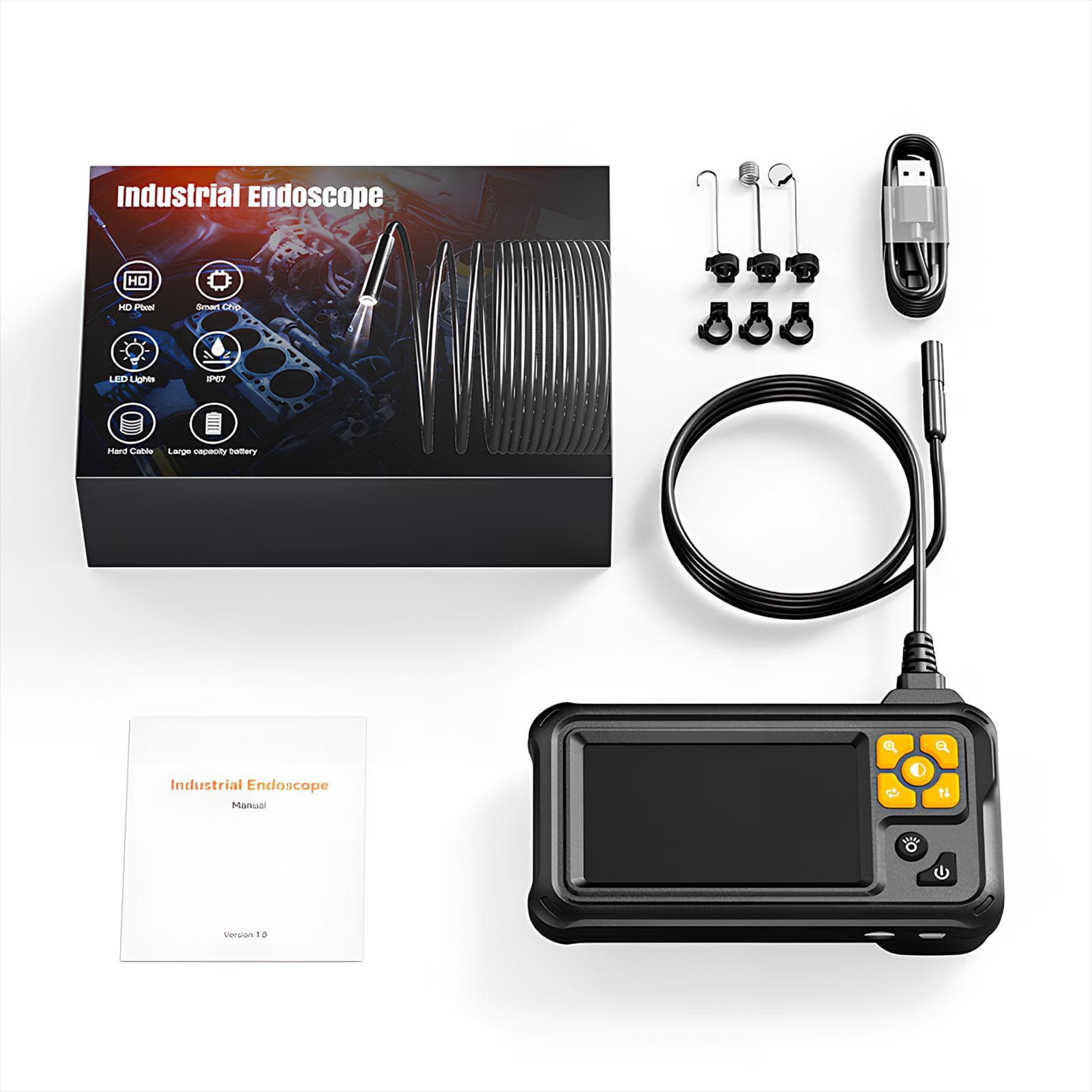 1080P Dual Lens Endoscope Camera with 8 Adjustable Light 5m Semi-Rigid Cable Digital Borescope