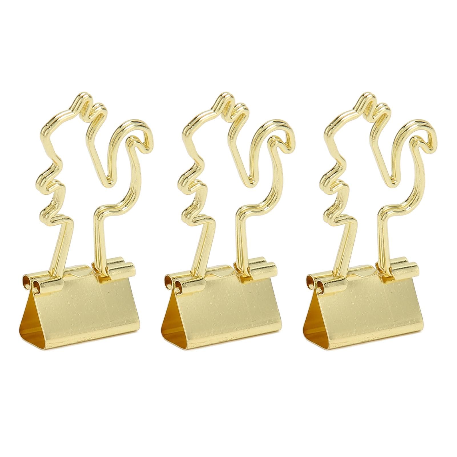 100 Pcs Binder Clips Gold Animal Shape Strong Clamping Force Metal Long Tail Clips for Office