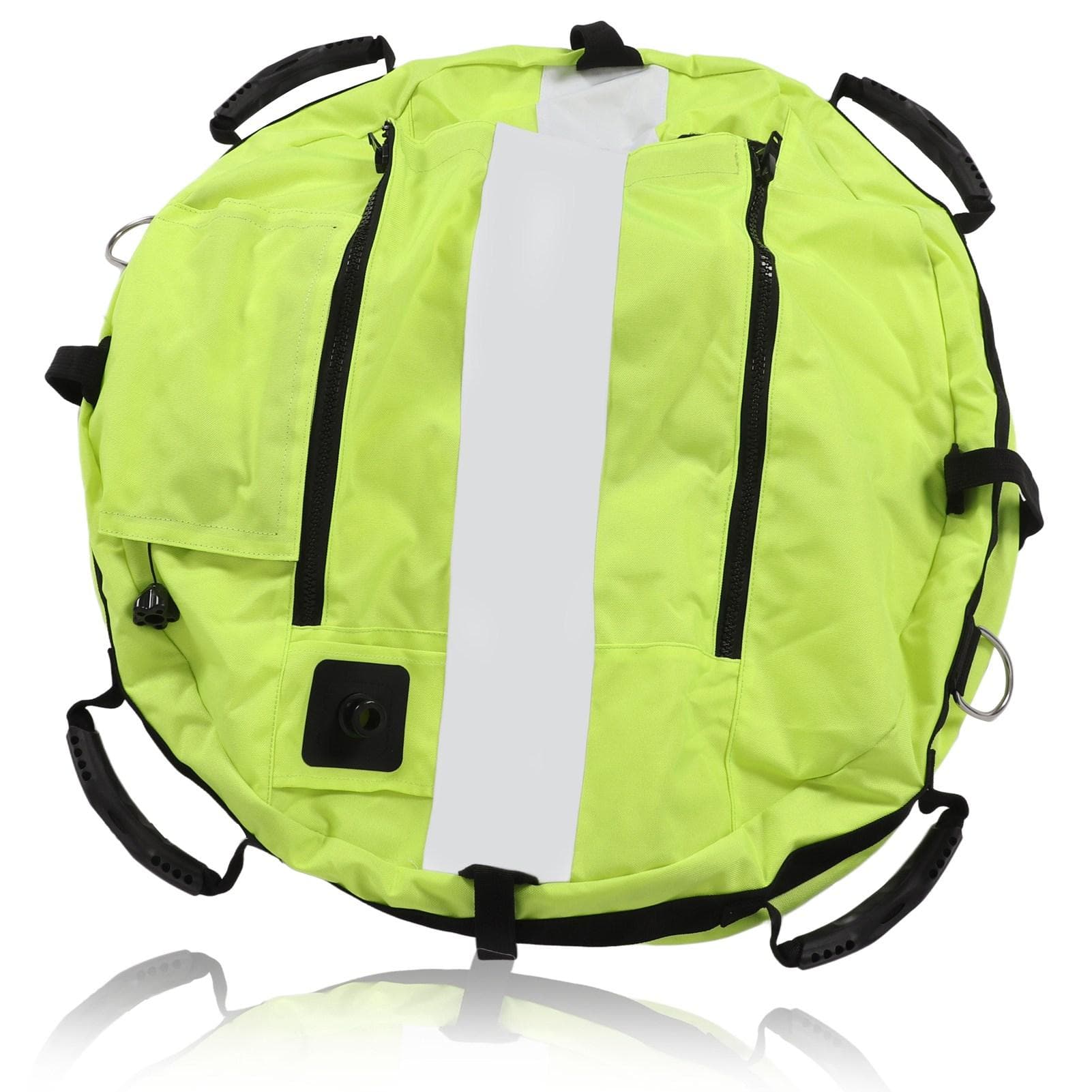 Freediving Float Ball Fluorescent Yellow Nylon Bladder Inflatable Mesh Bottom High Visibility Water