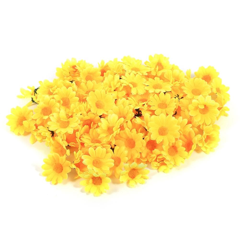100PCS 50pcs Daisy Artificial Fabric Flower Heads Wholesale Lots Wedding Party (#1 Yellow) yellow