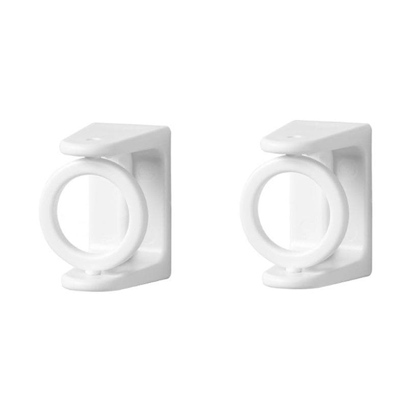 2Pcs Punch-free Curtain Rod Holder Clamp Hooks Self Adhesive Clothes Rail Bracket 360 Rotation Ring Adjustable Hooks white