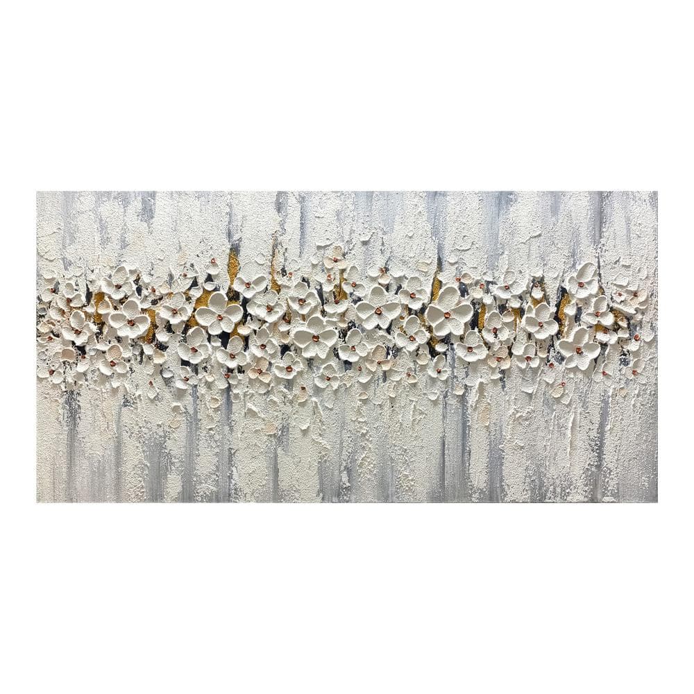 Abstract Oil Painting Print on Canvas Painting White Flower Posters and PrintsModern Floral Wall Art for Living Room Decor 40x80cm