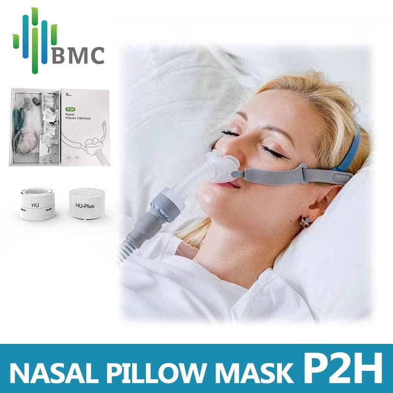 BMC P2H Nasal Pillow CPAP Mask Silicone SML Size All In Sleep Mask For Snoring And Apnea Treatment With belt All size