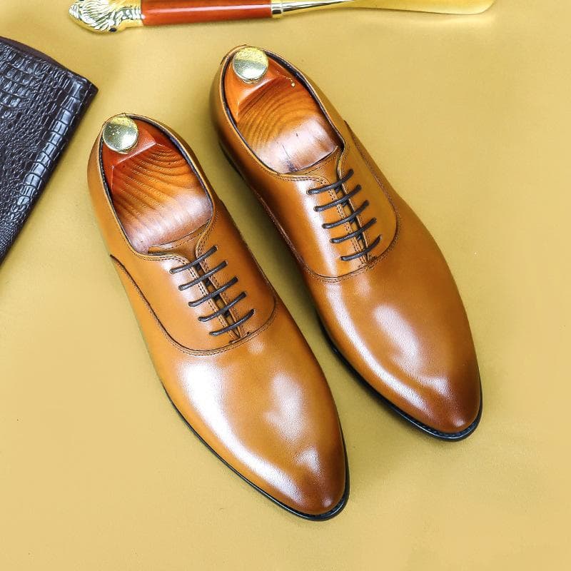 Fashion Mens Formal Shoes Genuine Leather Oxford Shoes For Men Italian 2024 Dress Shoes Wedding Laces Leather Business Shoes 869 39 brown