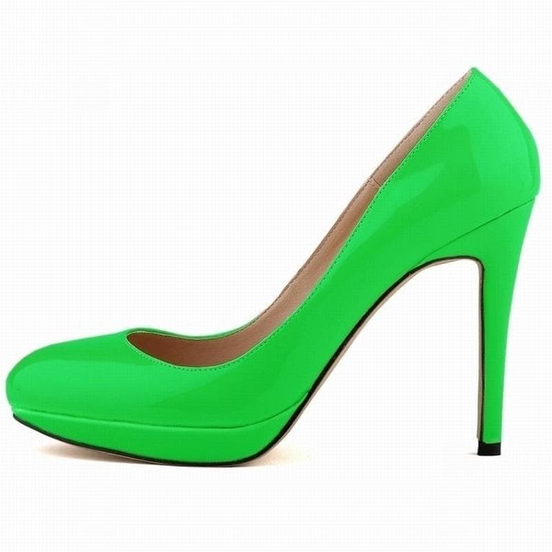 Women Stilettos Platfrom Pumps Sexy 11cm Round Toe High Heels Shallow Elegant Lady Office Party Wedding Shoes 39 green