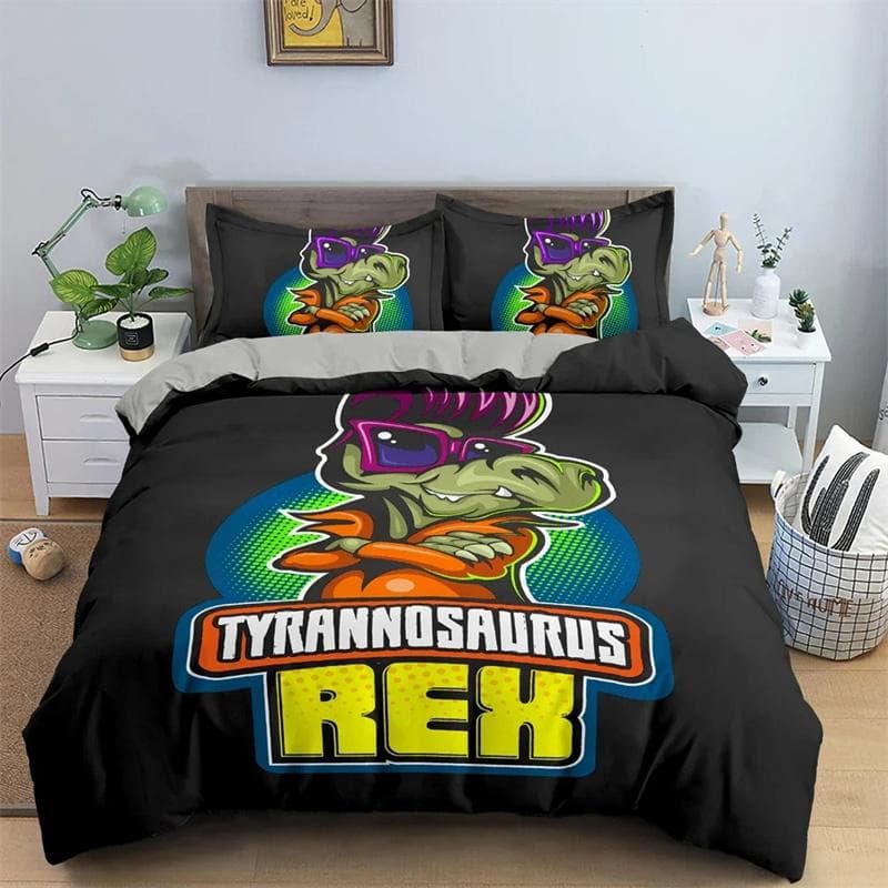 3D Cartoon Dinosaur Pattern Duvet Cover Comforter Bed Set Quilt Cover Pillowcase,King Queen Twin Size Boys Girls Adults 135X200cm