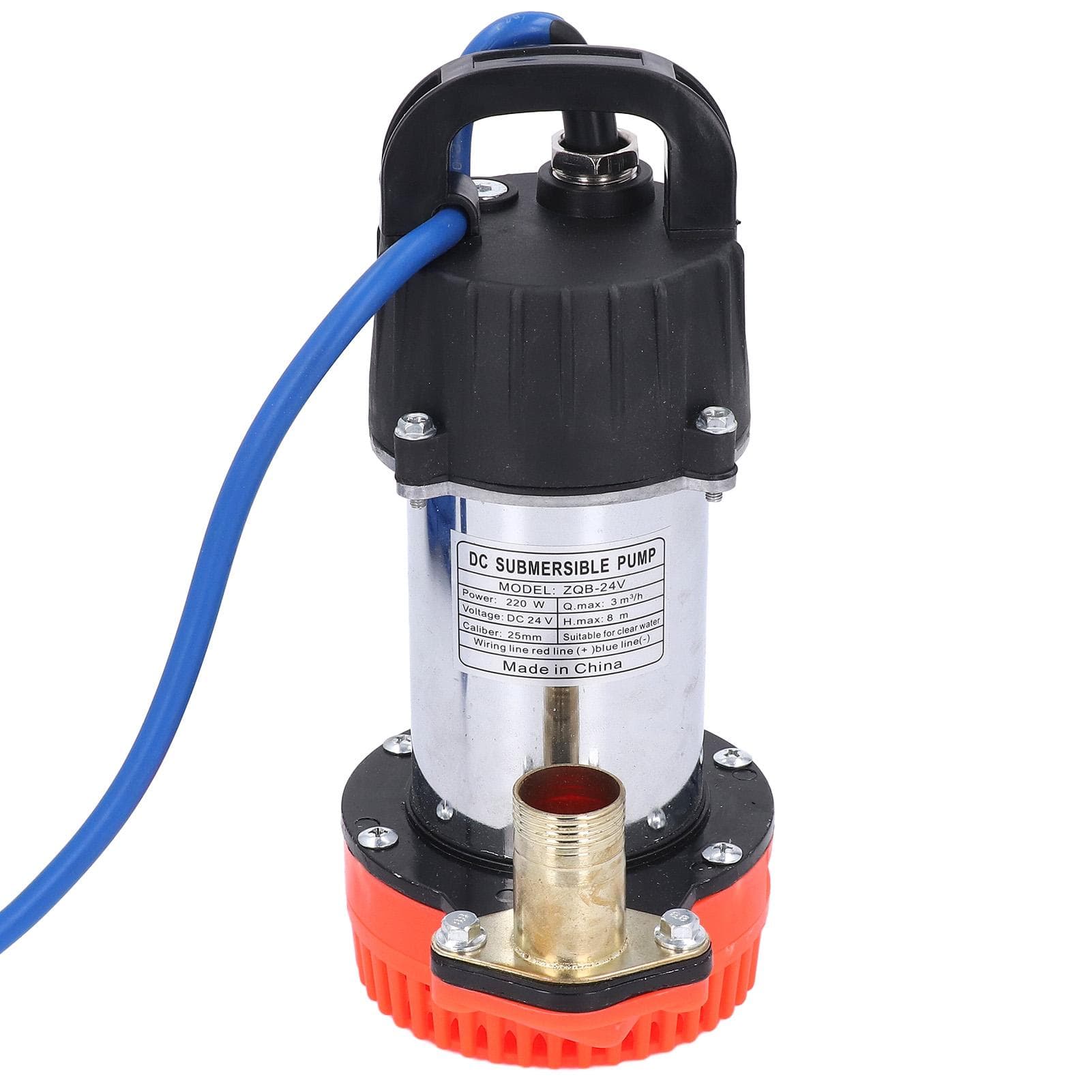 24V DC Submersible Pump 220W 8m High Lift Large Flow DC Solar Deep Well Pump for Farm Ranch