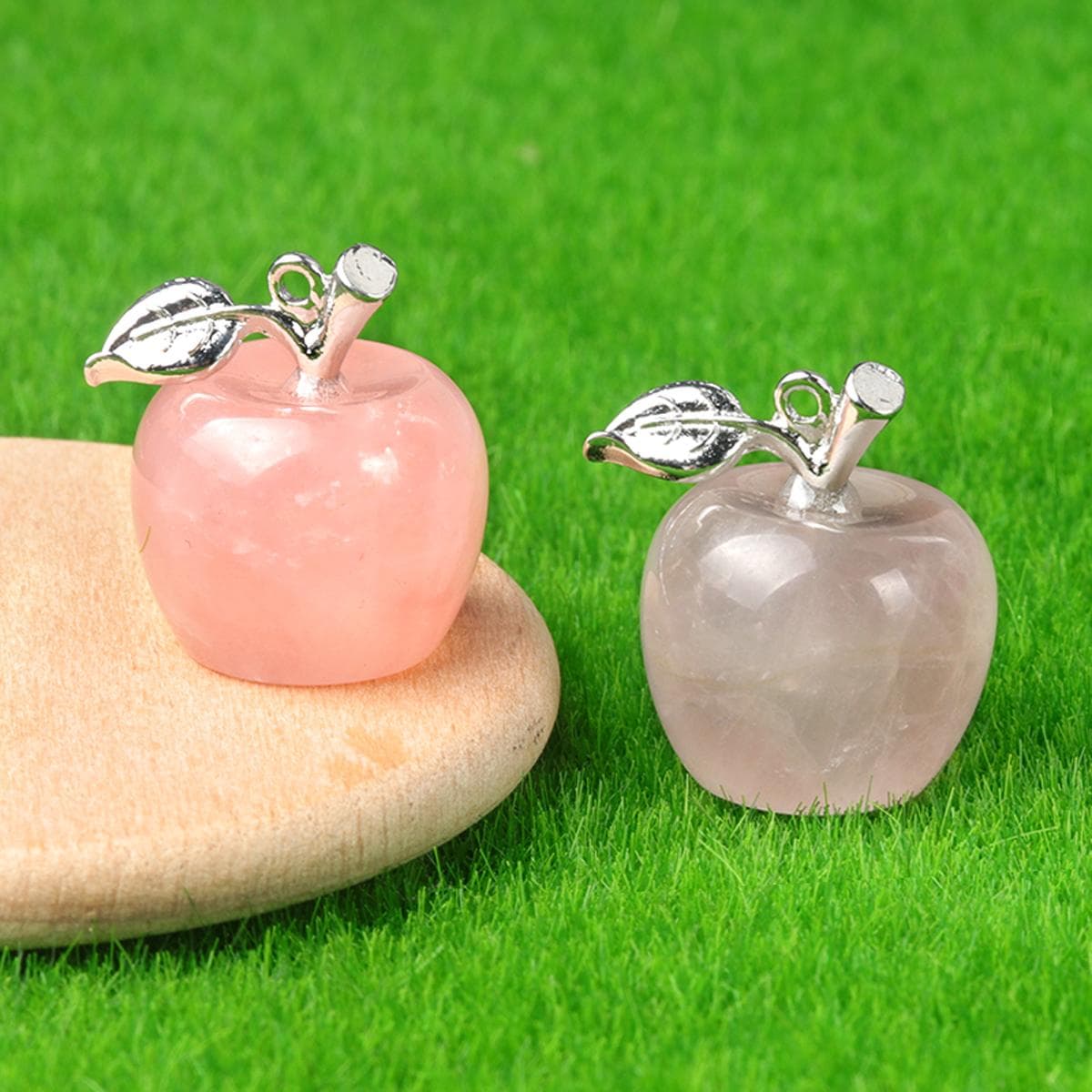 1Pc Small Natural Stone Apple Shape Pendants Reiki Healing Crystal Rose Quartz Opal Amethyst Agate Gemstone Charms for DIY Jewelry 16x20mm 16x20mm