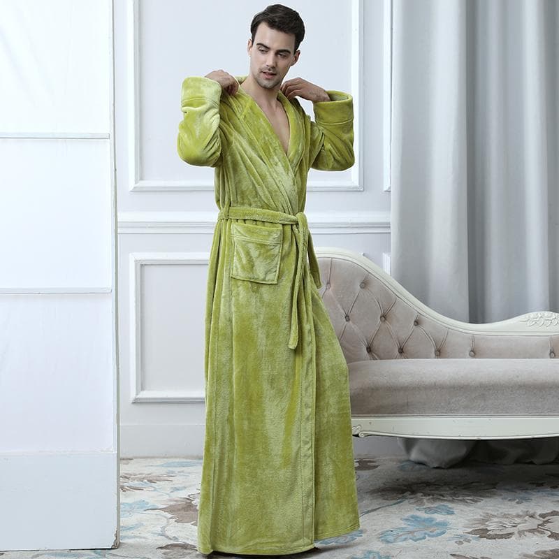 Men Plus Size Long Warm Flannel Bathrobe Winter Hooded Coral Fleece Bath Robe Men Night Sleepwear Women Dressing Gown Sexy Robes XL