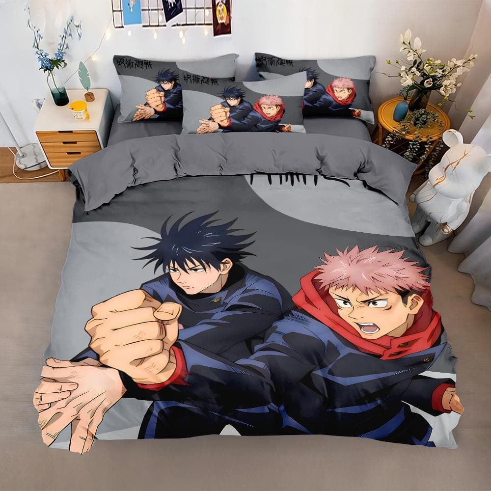 Jujutsu Kaisen Bedding Set,Japan Famous Anime Duvet Cover Sets,Satoru Gojo Quilt Cover and Pillowcases Single/Double/Queen/King 155x220cm 3pcs