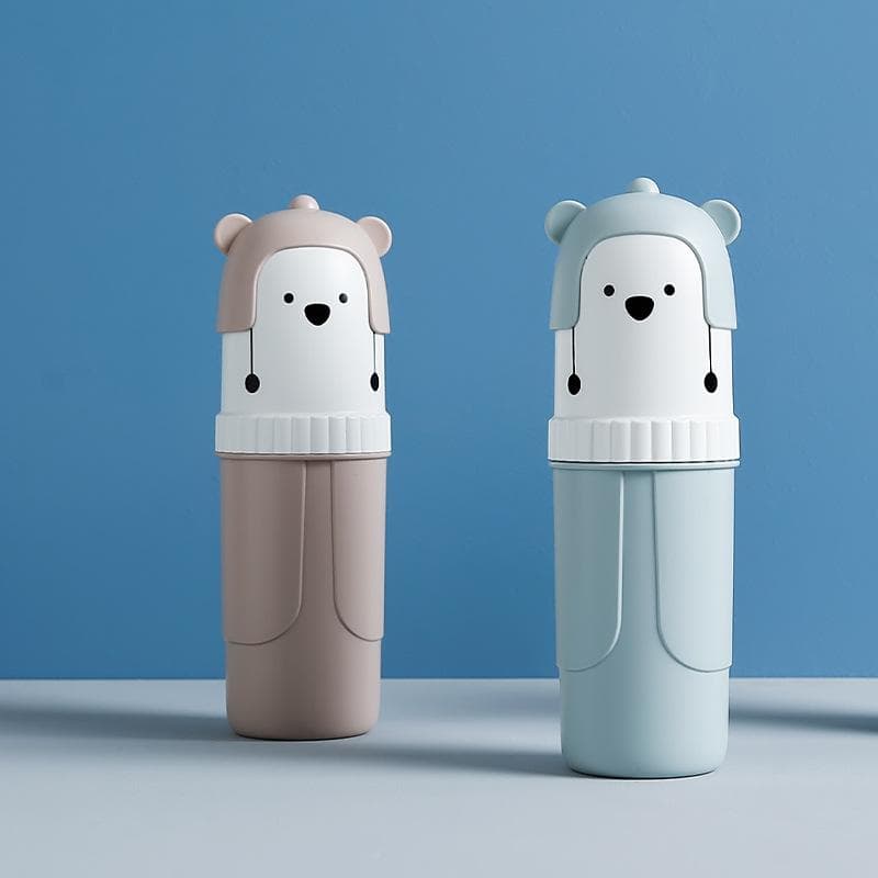 Cute Portable Toothbrush Holder Box Travel Toothbrush Cup Mouthwash Cup Toothpaste Storage Container Bathroom Outdoor Supplies pink
