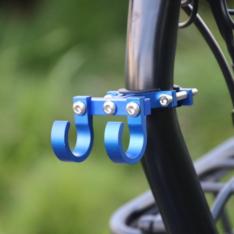 Electric Scooter Hooks Simple Bike Shelf Tube Storage Hanger Buckle Hooks Hooks Ebikes Portable Double Metal Helmet Rack blue