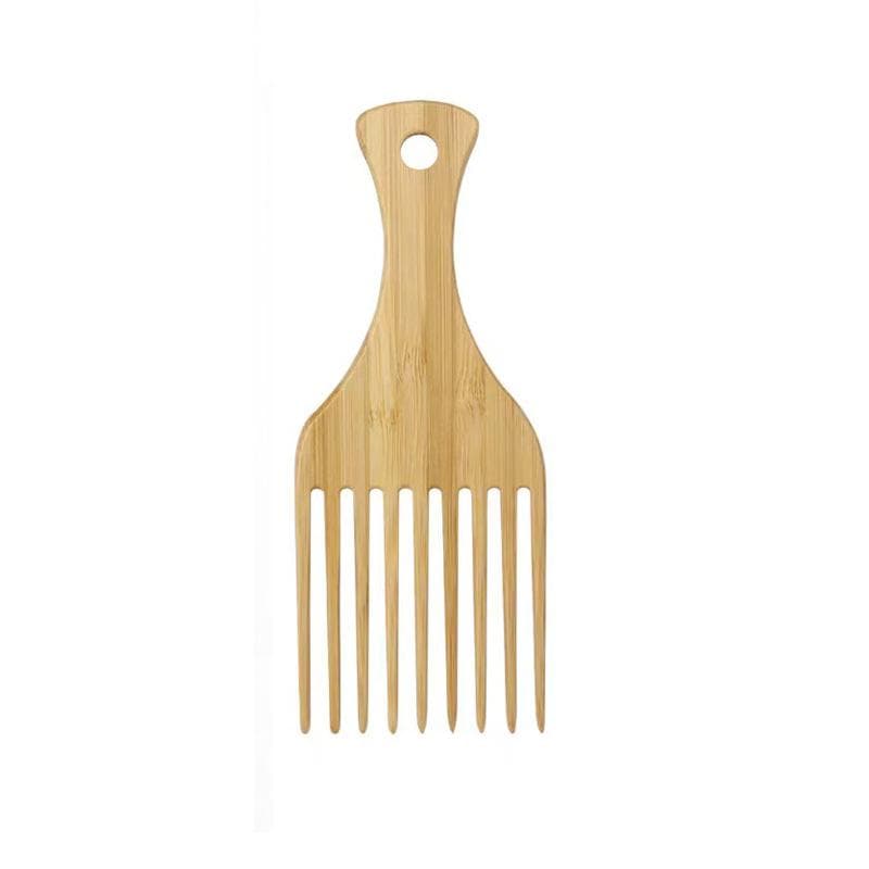2Pcs/Set Natural Bamboo Wooden Comb Anti-Static Afro Fork Combs Beard Comb Men Women Anti-static Hair Wooden Comb Hair Styling C