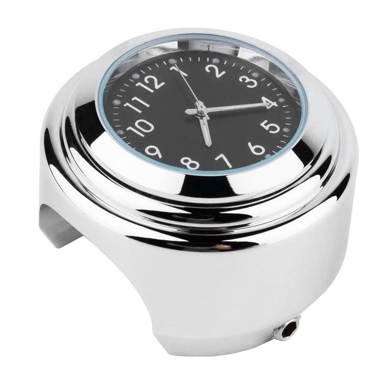 Motorcycle Handlebar Clock Chrome Plating Precise Time Waterproof Aluminium Alloy Handlebar Mount