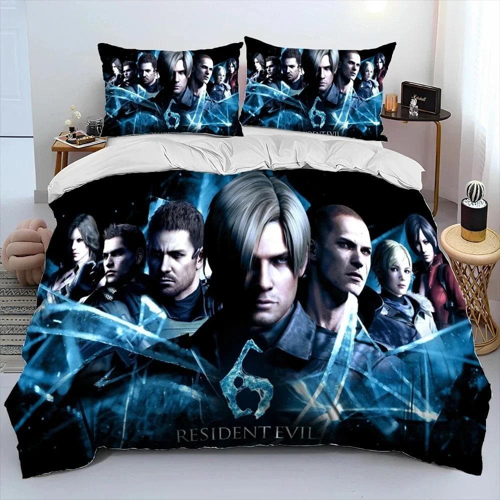 3D R-Resident Evil Games Gamer Comforter Bedding Set,Duvet Cover Bed Set Quilt Cover Pillowcase,king Queen Size Bedding Set Boys 135x200cm 2pcs