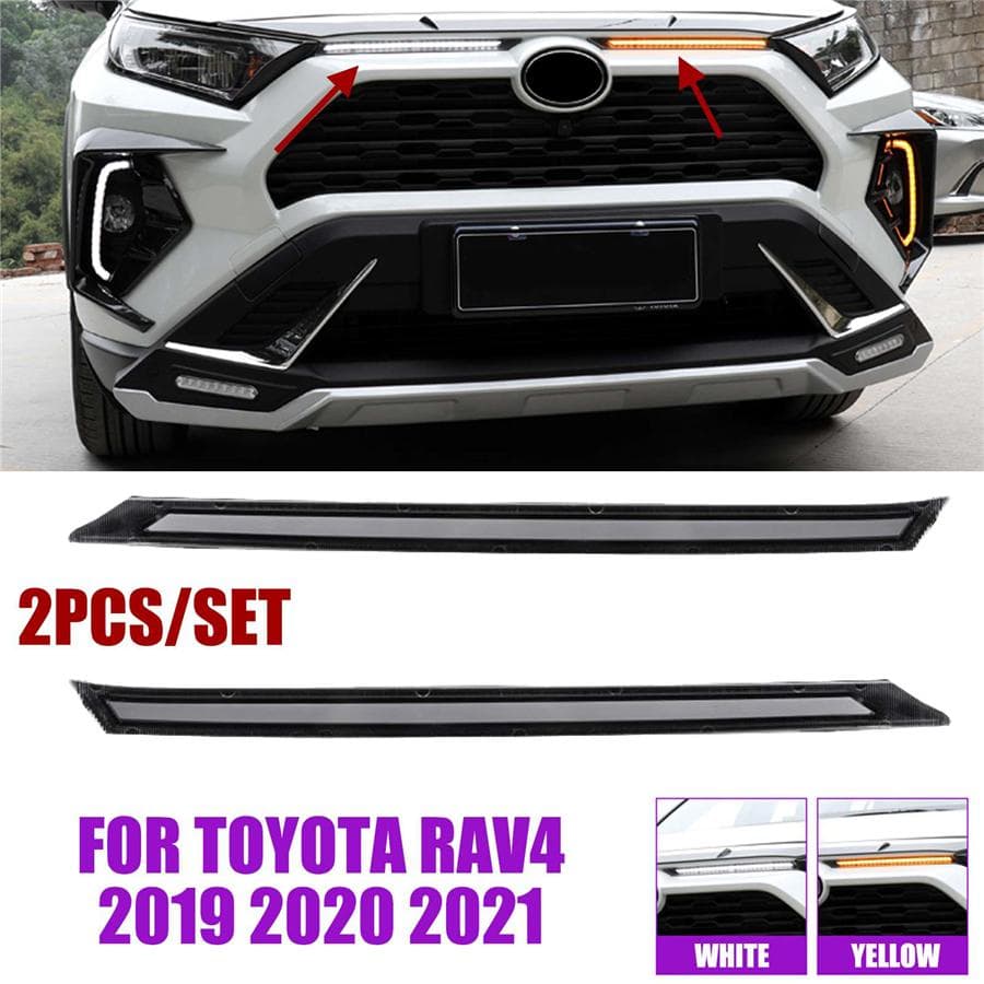 Front LED Daytime Running Lights DRL Turn Signal Lamps For 2019-2021 Toyota RAV4