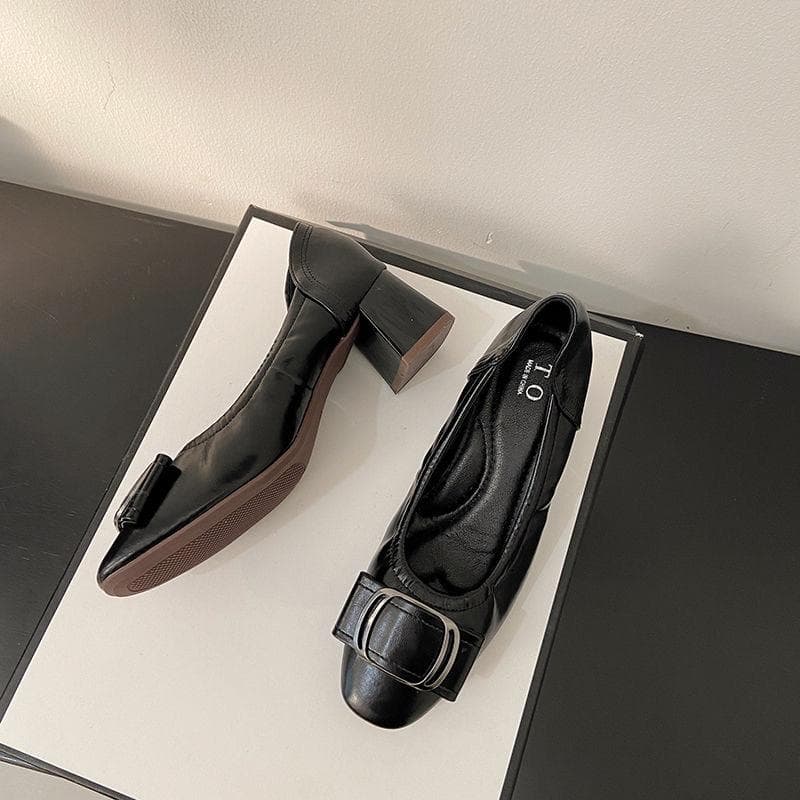 2025 Spring Autumn Women High Heels Elegant Woman Party Shoes Brand Pumps Soft Square Heel 5cm Black Red Blue Plus Size 42 D225 35 black
