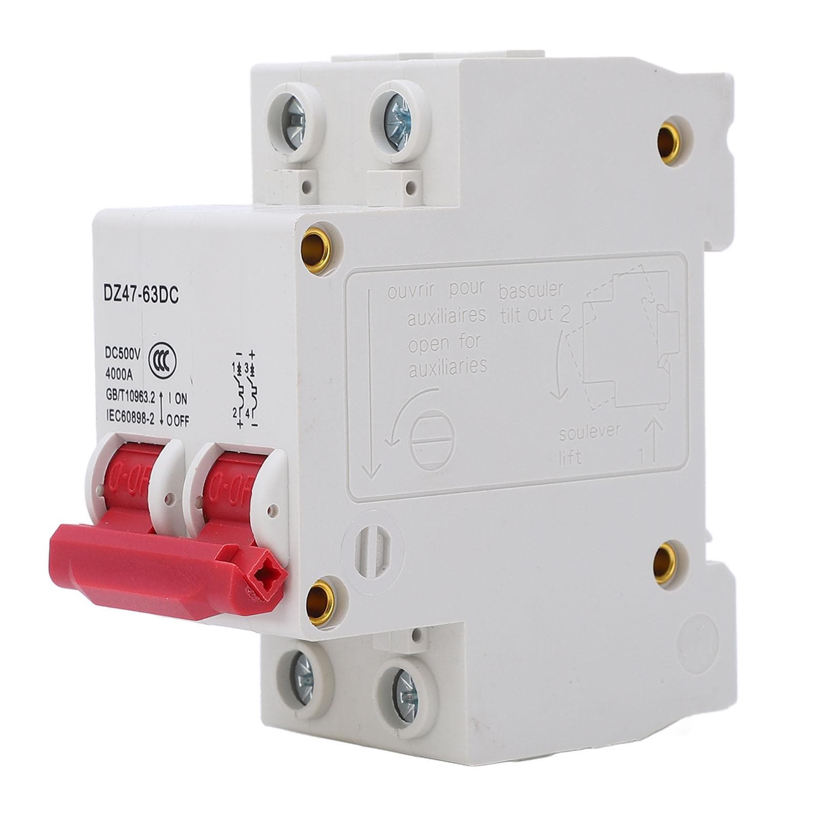 DC 500V Photovoltaic Circuit Breaker 2P Air Switch for Overload Short Circuit Protection 63A