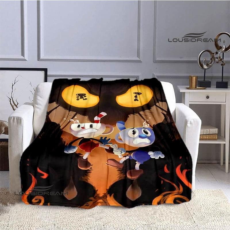 Cuphead Anime Printed Blanket Children's Warm Beautiful Blanket Flannel Soft and Comfortable Blanket Home Travel Birthday Gift 150x200cm