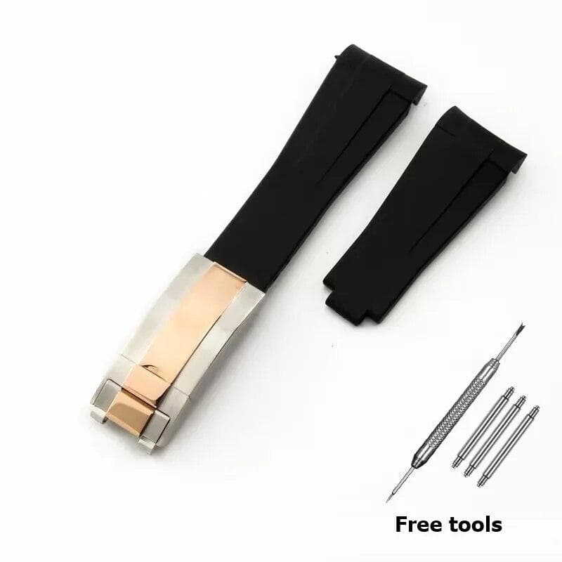 20mm 21mm Premium Silicone Strap for Rolex Submariner DAYTONA GMT Yacht-Master Series Accessories Replacement Watch Bracelet Black-R-2 20mm no logo