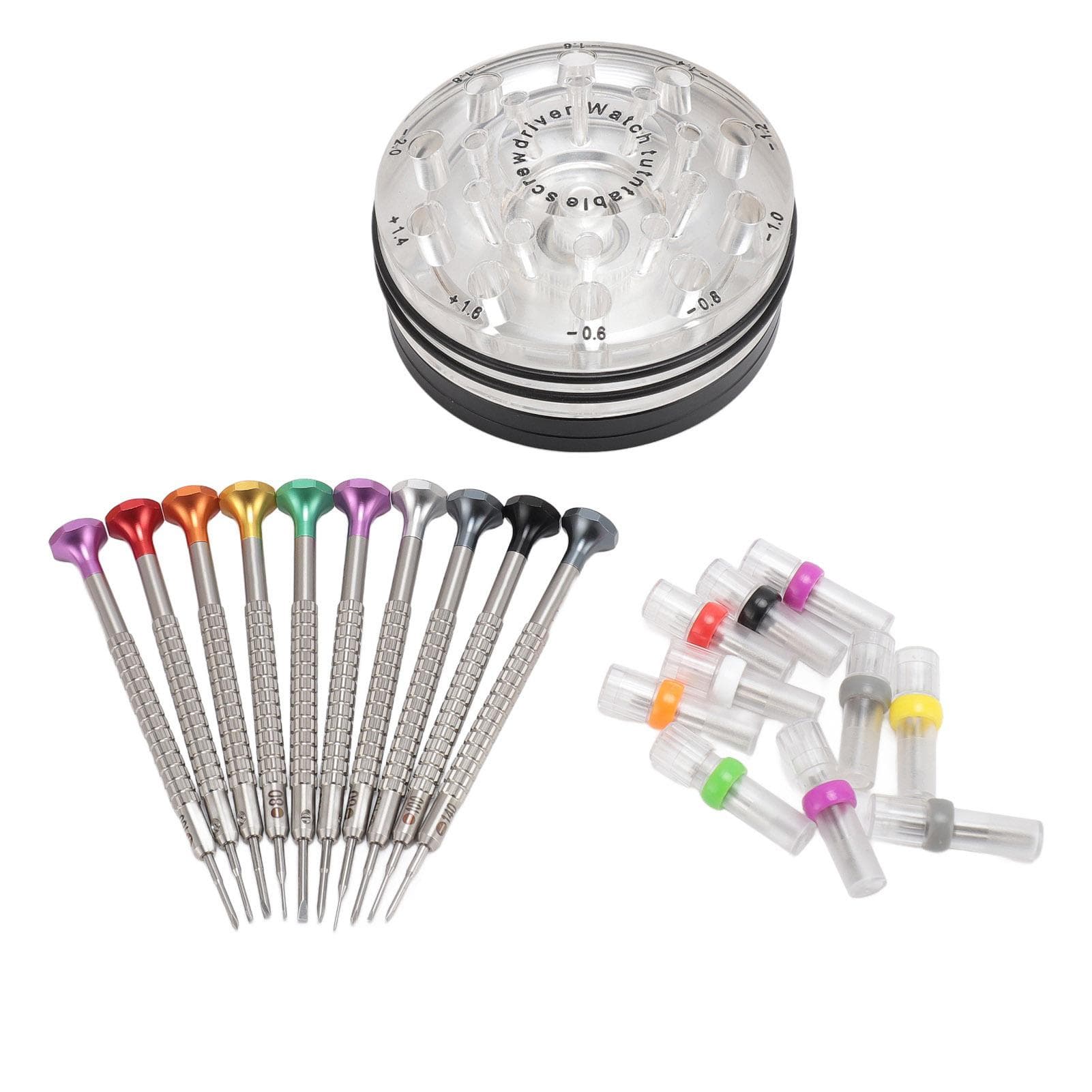 10pcs Watchmaker Screwdrivers Set Flat Crossing Type Stainless Steel Screwdrivers Kit with 20 Tips