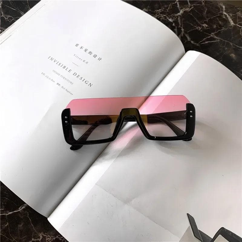 New One Body Sunglasses Women UV400 Half Frame Fashion Eyewear Outdoor Decorative Rice Nail Gafas De Sol 1PC