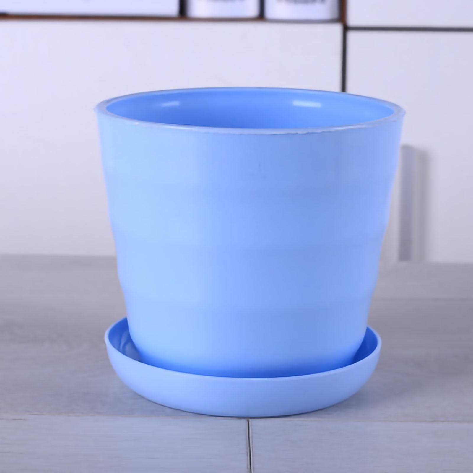 Flower Pot Flexible Round Modern Planter with Removable Tray for Gardening Office Balcony XL 60x50x30cm sky blue