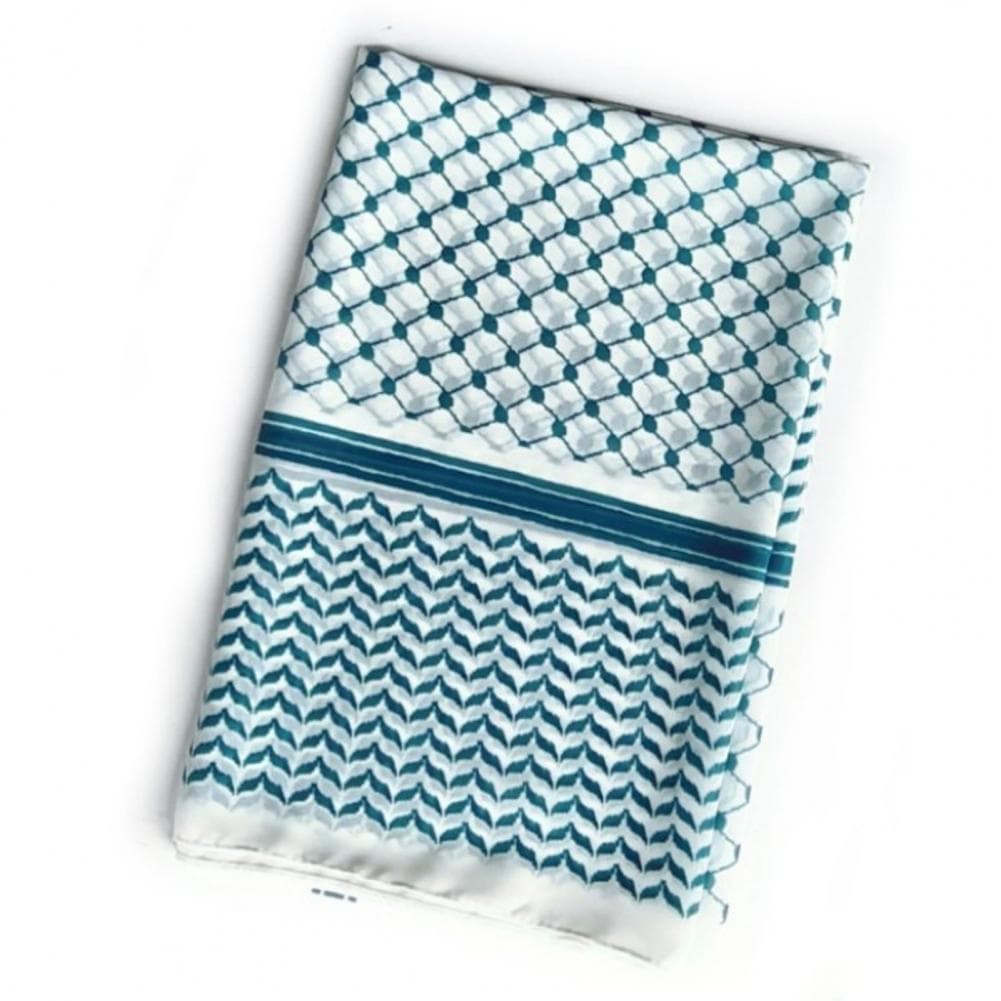 Chiffon Printed Plaid Print Long Scarf Summer Comfortable Middle East Chiffon Headscarf Outfit Accessory blue
