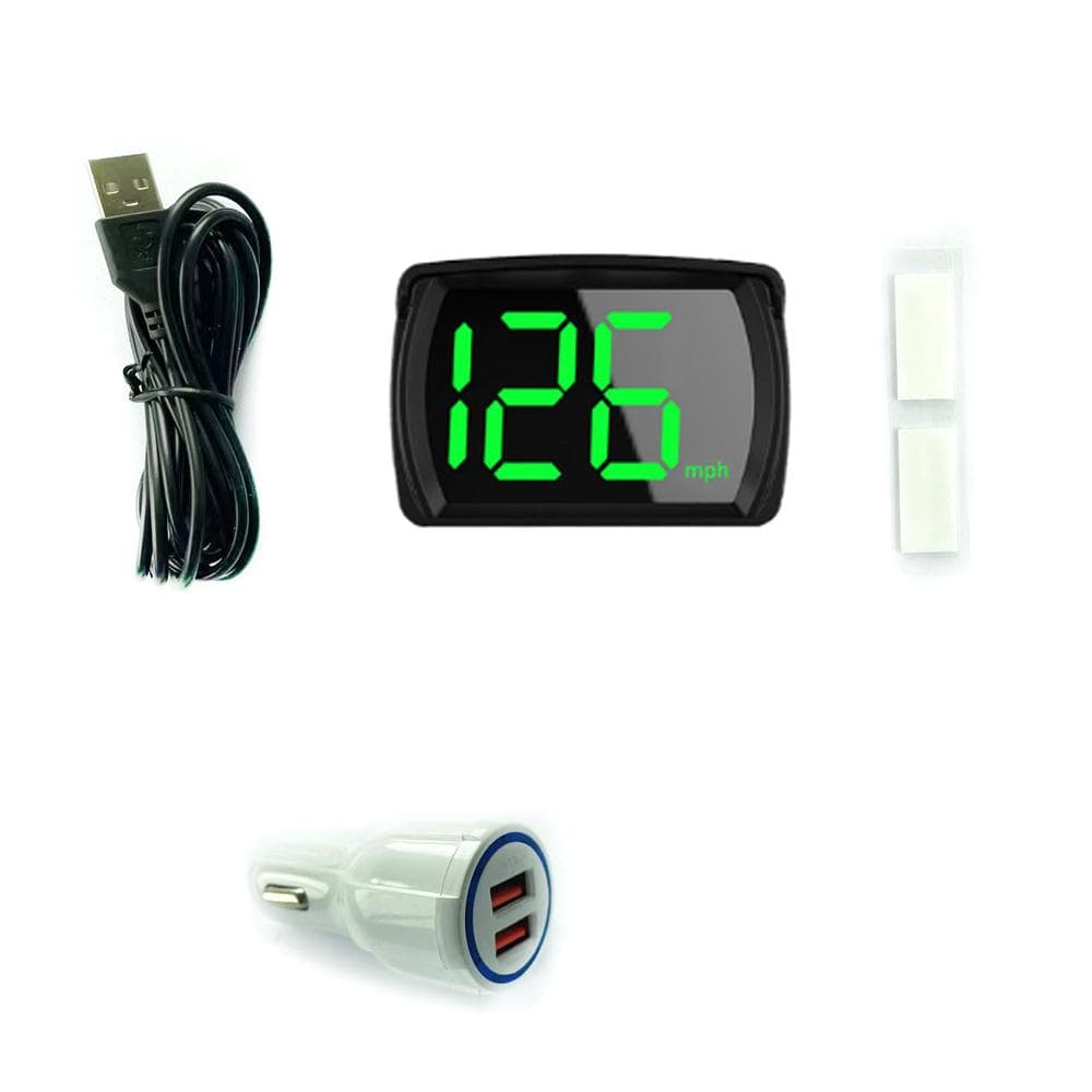 Car HUD Headup Display KM/H MPH GPS Digital Speedometer with LED Large Font Display for Car Truck MPH , Set 2 black