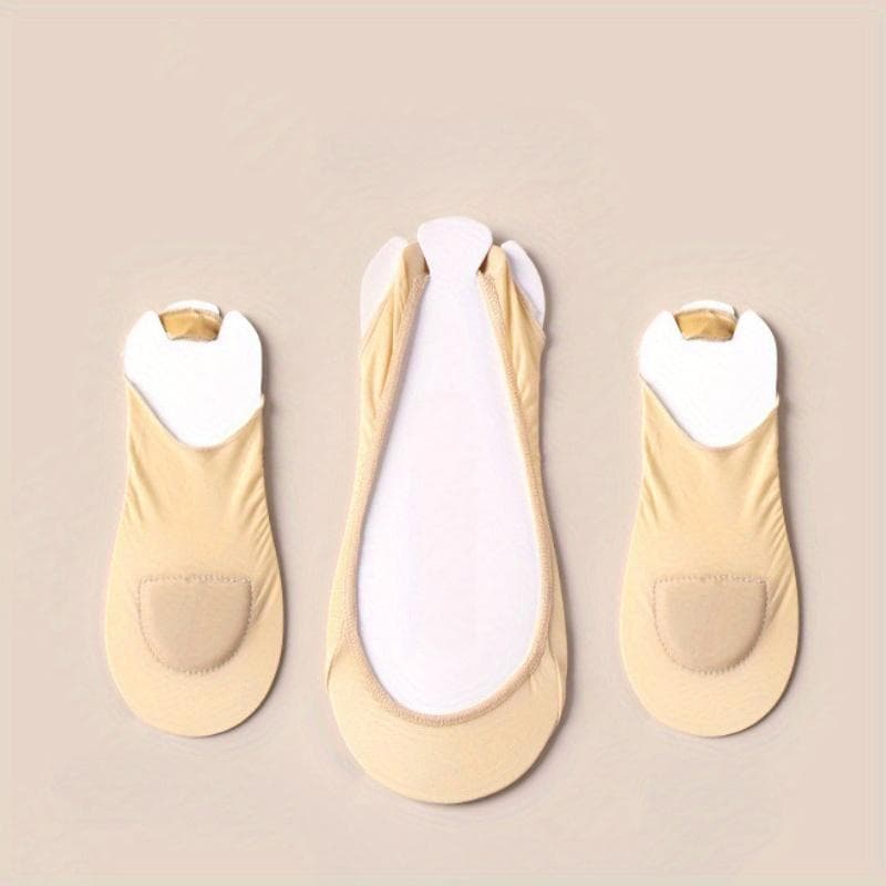 Invisible Cotton Pad Boat Socks Women's Ice Silk Shallow Mouth Socks for High Heel Shoes Non Slip Silicone Sling