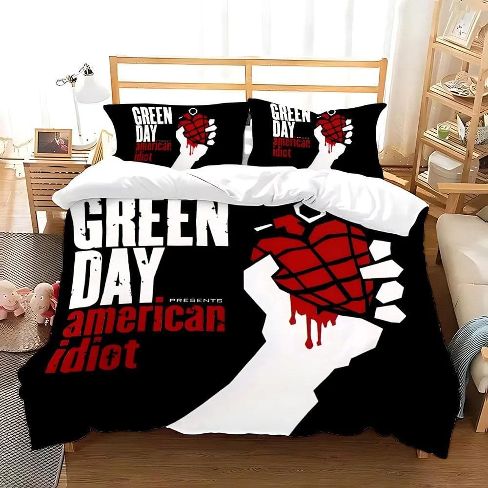 Green Day ' AMERICAN IDIOT Bedding Set Single Twin Full Queen King Size Bed Set Aldult Kid Bedroom Duvetcover Sets Bed Sheet Set 135X200cm-2pcs