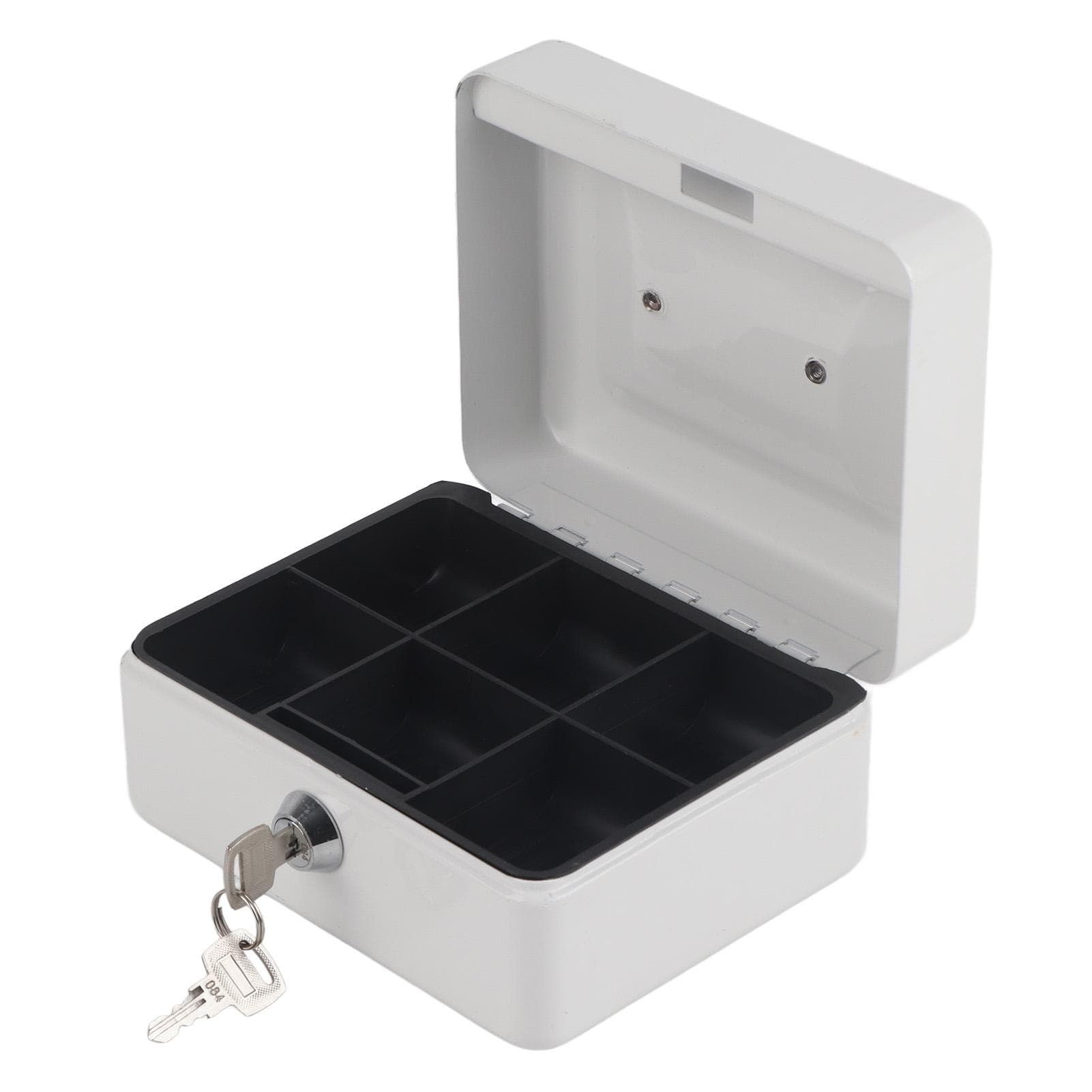 1Pc Mini Portable Iron Petty Lockable Cash Money Coin Safe Security Box Household (White)
