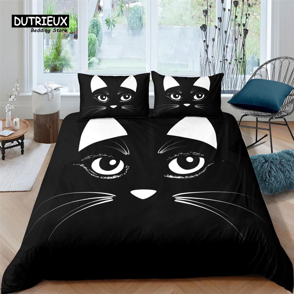 Home Textiles Luxury 3D Cartoon Cat Print 2/3Pcs Comfortable Duvet Cover PillowCase Bedding Set Queen and King EU/US/AU Size EU single(135x200cm)