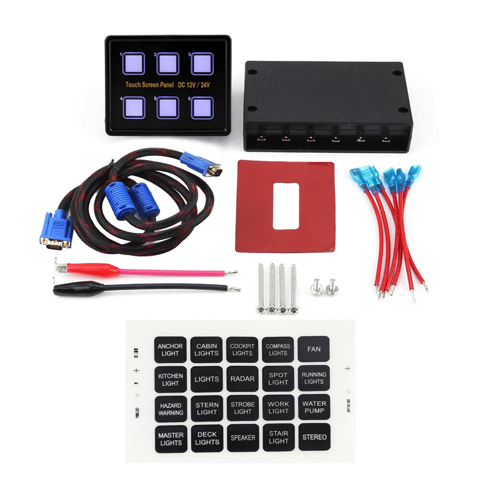 12V 24V 6 Gang Touch Screen Control Panel Box LED Switch Panel for Car Boat Universal