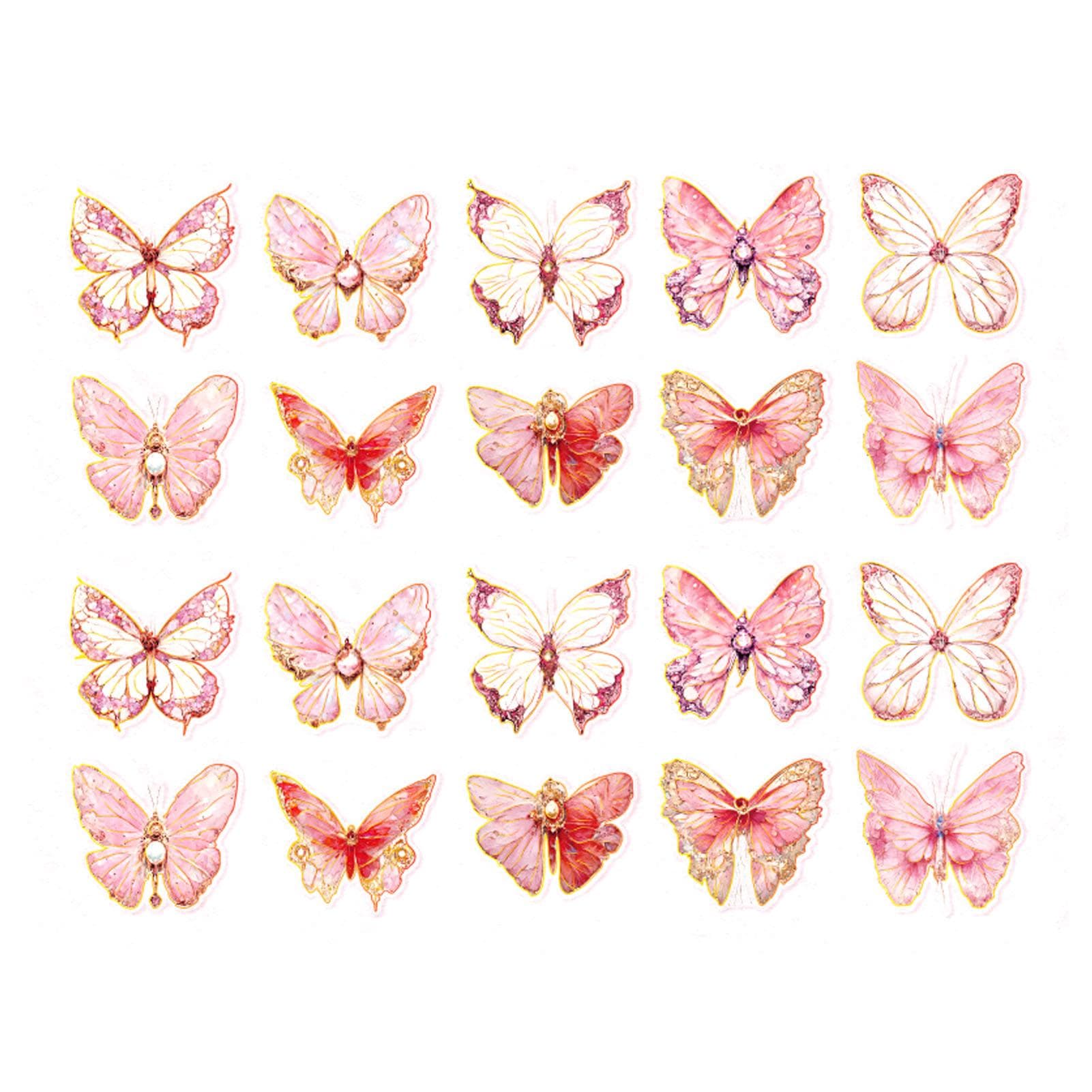 20Pcs Laser Golden Butterfly Stickers DIY Decal Stickers for Scrapbooking Handbooks Notebooks Photo