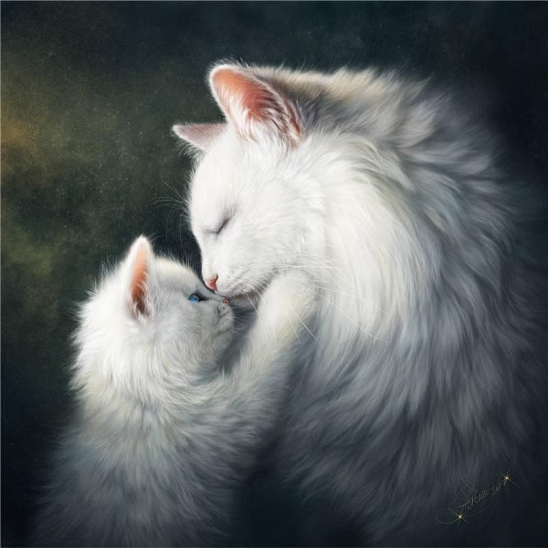 5D White Cat Picture Diamond Painting Cross Stitch Diamond Embroidery Painting Wall Sticker 30x30CM