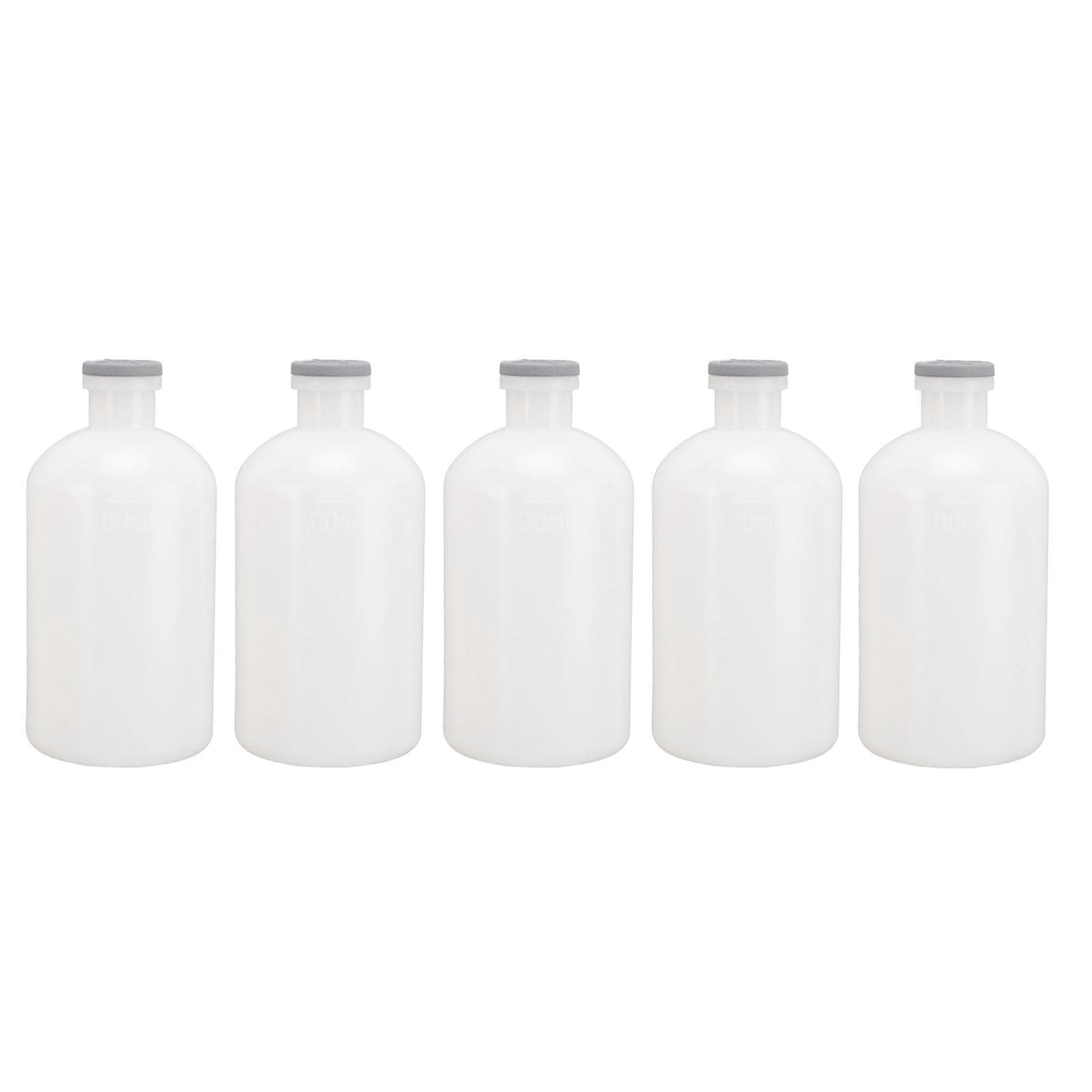 5pcs Veterinary Syringes Bottles 100ml PP Reusable Livestock Animal Injection Bottles