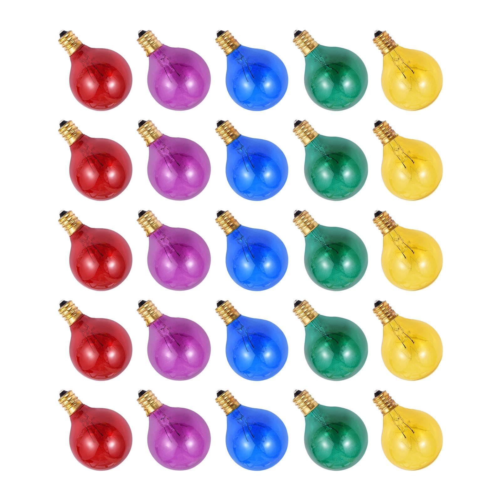25PCS G40 Tungsten Light Bulb Replacement 5 Colors 7W 220-240V Globe Bulb E12 Base Light Bulbs for multicolour