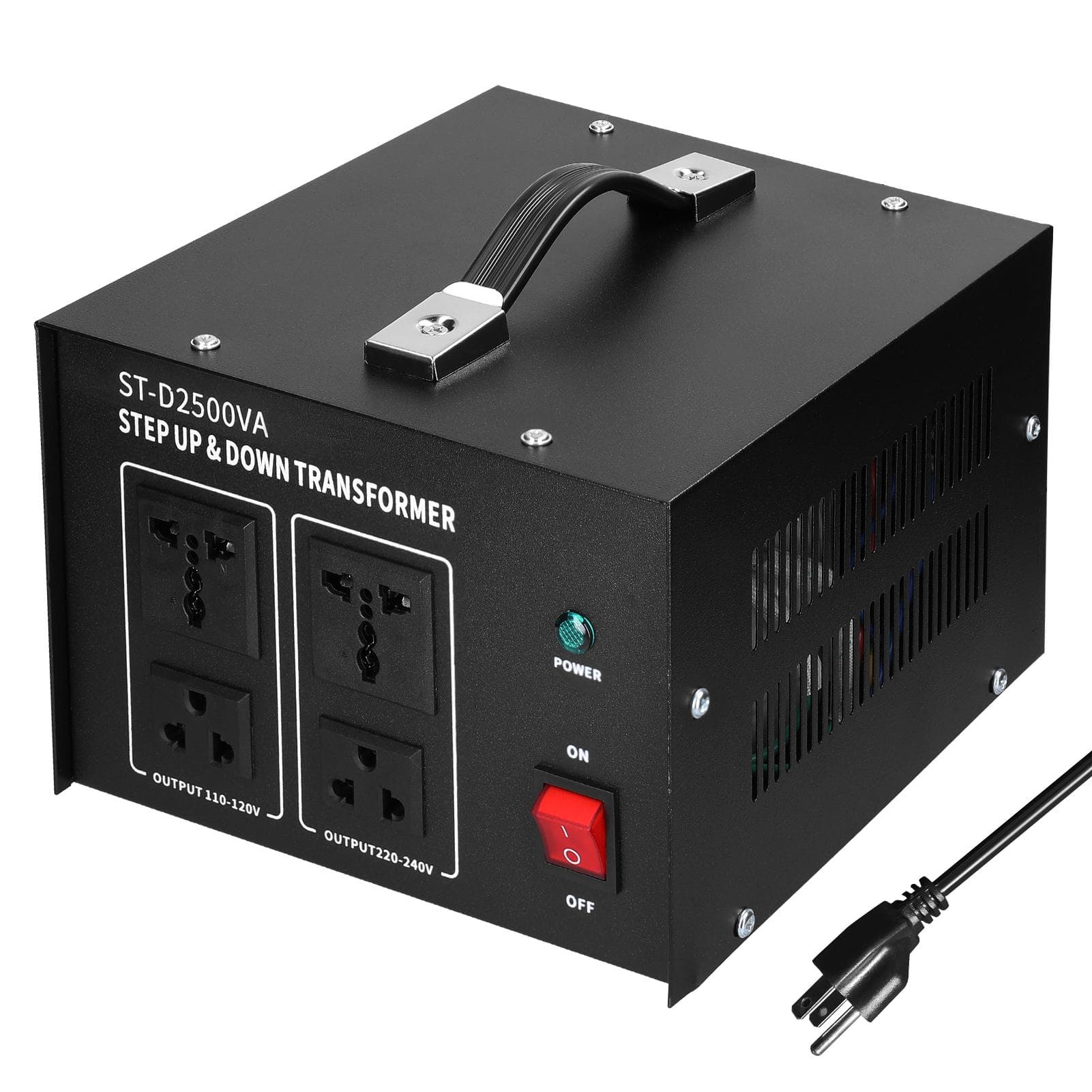 Step Up&Down Transformer Compact Size Voltage Converter 2500VA Portable Home Electrical Appliances US-plug black