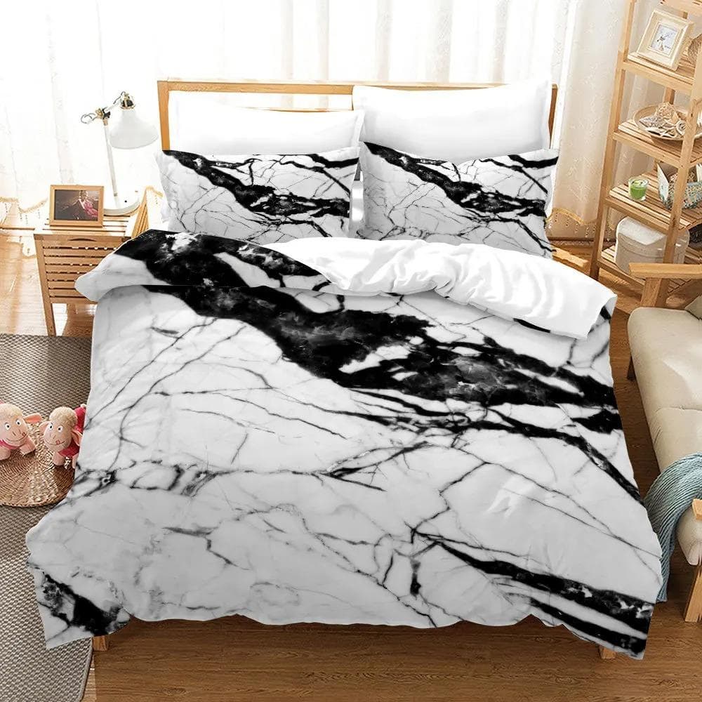 Grey Purple Marble Bedding Set Art 3d Duvet Cover Sets Comforter Bed Linen Twin Queen King Single Size Room Decor Kids Adult 70x133cm 2pcs