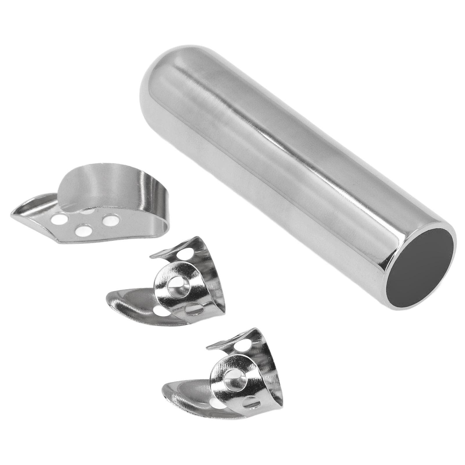 Guitar Slide Tone Bar Stainless Steel Solid Guitar Slide with Thumb and Finger Picks for Lap Steel