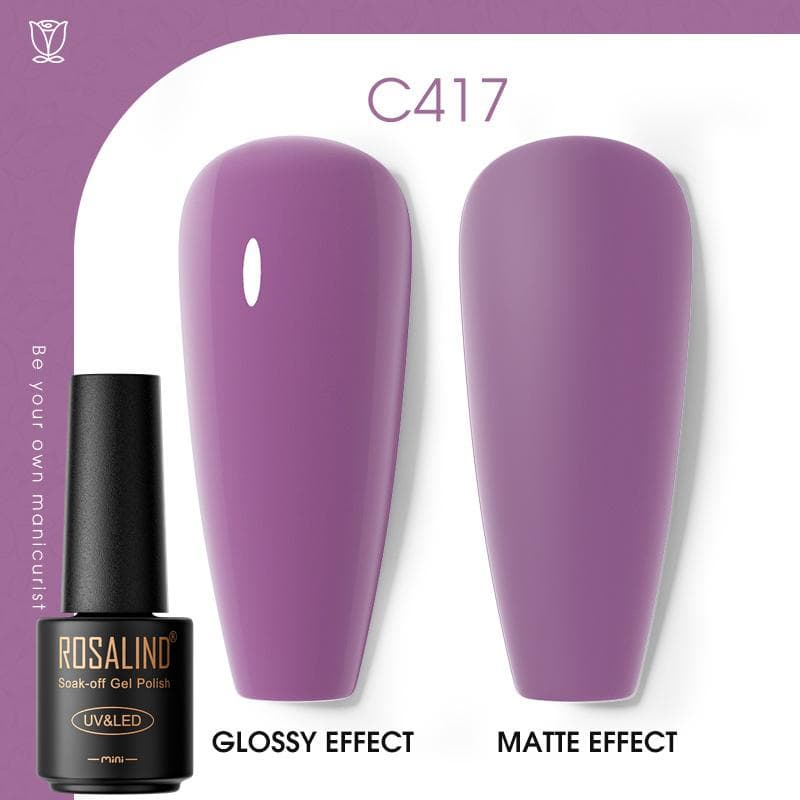 ROSALIND Nail Gel Polish Semi Permanent Varnish Hybrid UV Gel Polish Soak Off Nail Art Gel Top Base Coat Matt Top For Manicure Nail Art RA-C417