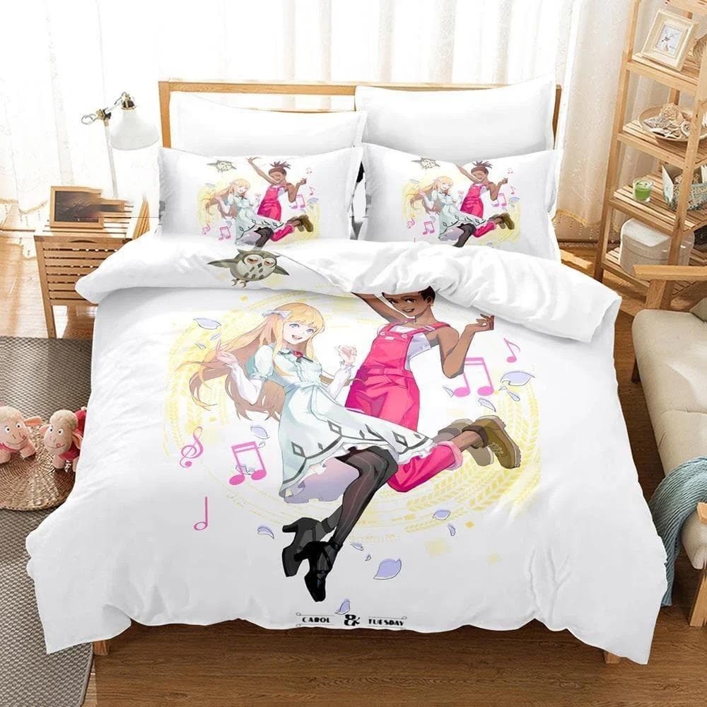 3D Printed Carole & Tuesday Bedding Set Anime Pillowcase Duvet Cover Double Twin Full Queen King Adult Kids Bedclothes Quilt 135X200cm 2pcs