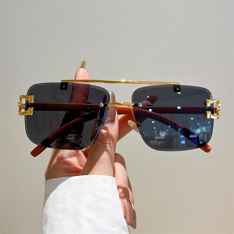 Luxury Designer Square Rimless Leopard Sunglasses Women Men Fashion Trendy UV400 Shades