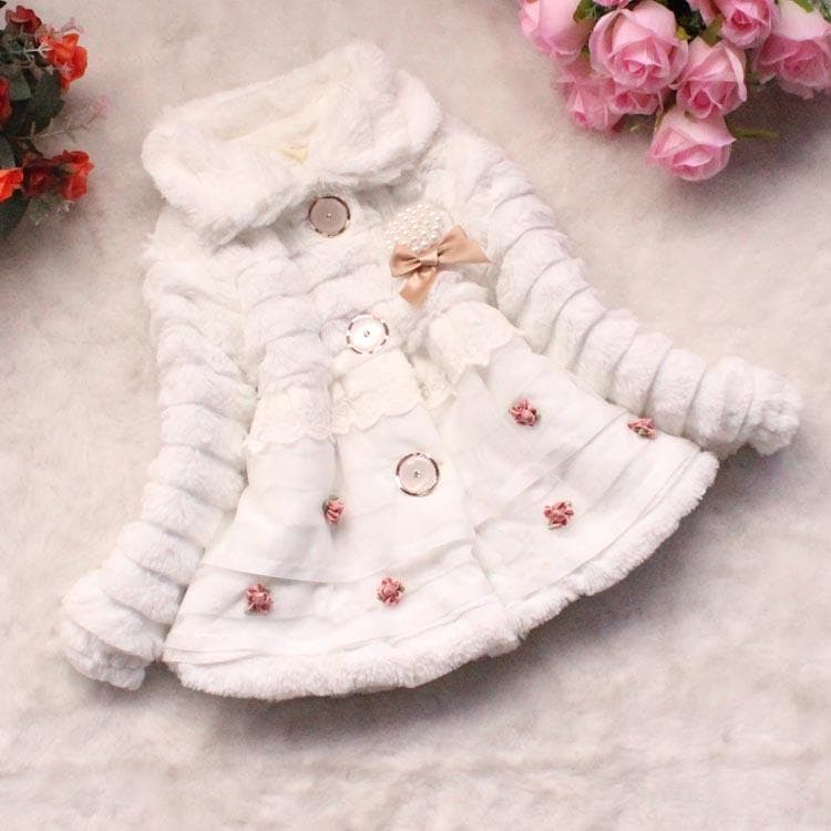 Kids Girl Faux Fur Warm Coat Toddler Baby Fleece Jacket Outwear Snowsuit Clothes 6 white