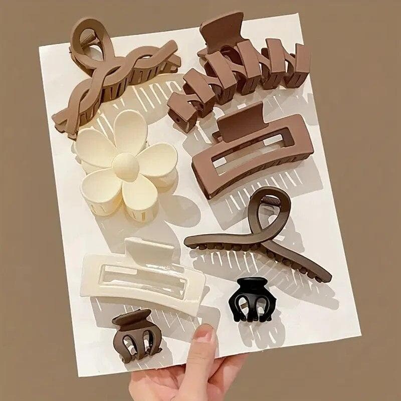 8PCS Headwear Set Fashion Hair Claw Clip for Women Simple Acrylic Large Hair Claw Girls Hairpins Clip Barrette Hair Accessories 01