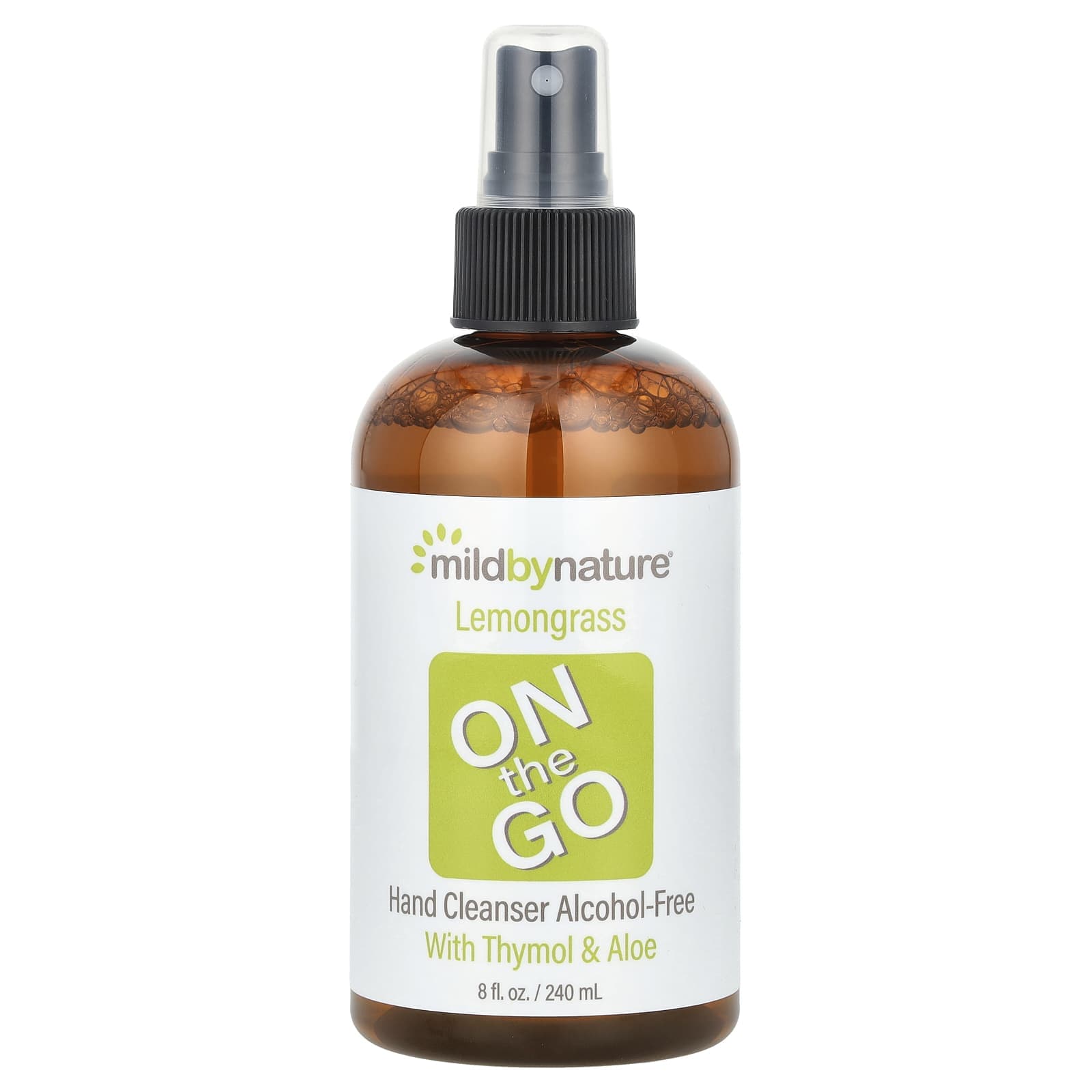 Mild By Nature, Lemongrass, Portable Hand Cleanser, Alcohol-Free, with Thymol and Aloe, 8 fl oz (240 ml)