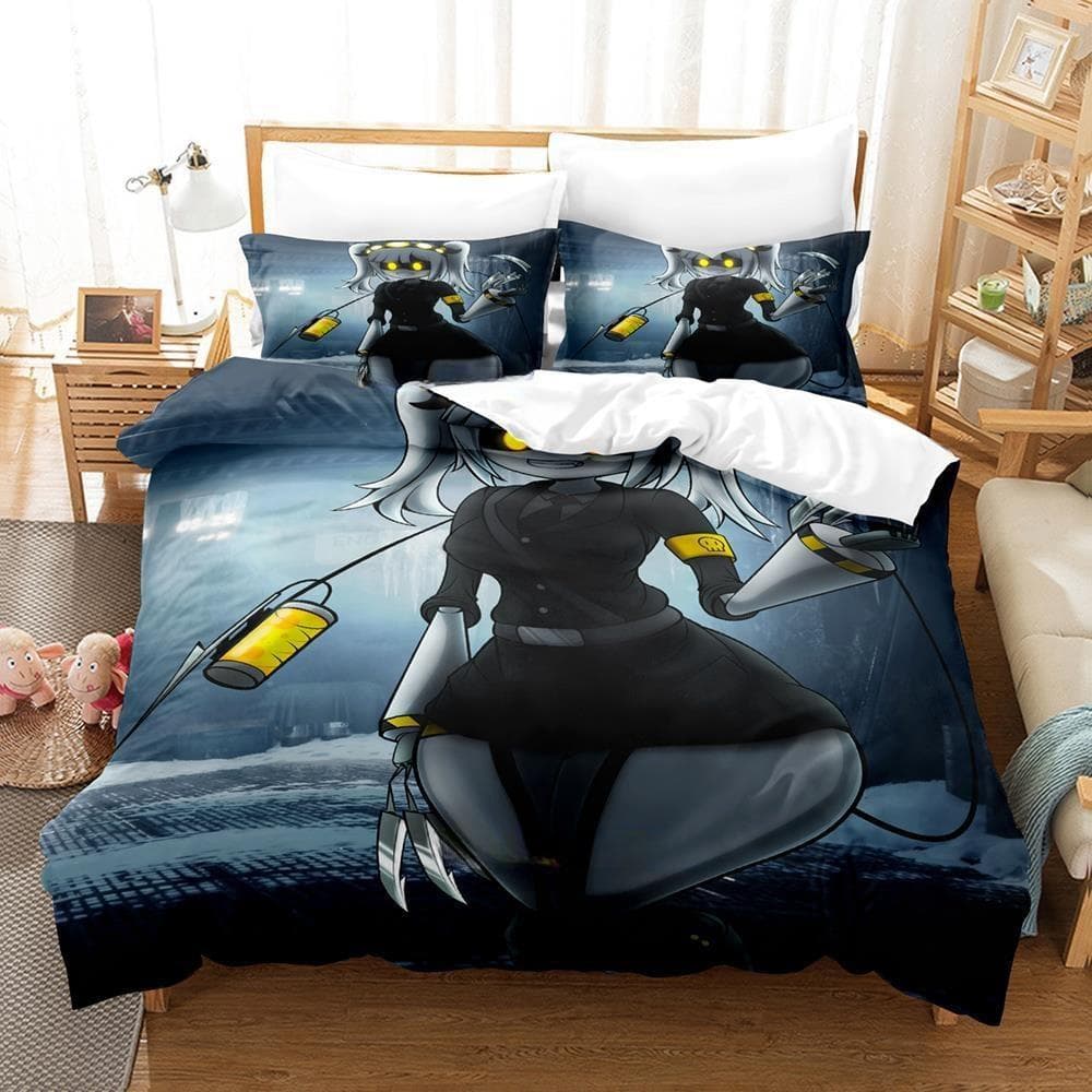 Fashion 3D Printing Anime Murder Drones Bedding Set Cartoon three-piece set Adult Kid Bedroom Duvet cover Sets Home Textiles EU Twin 135x200cm
