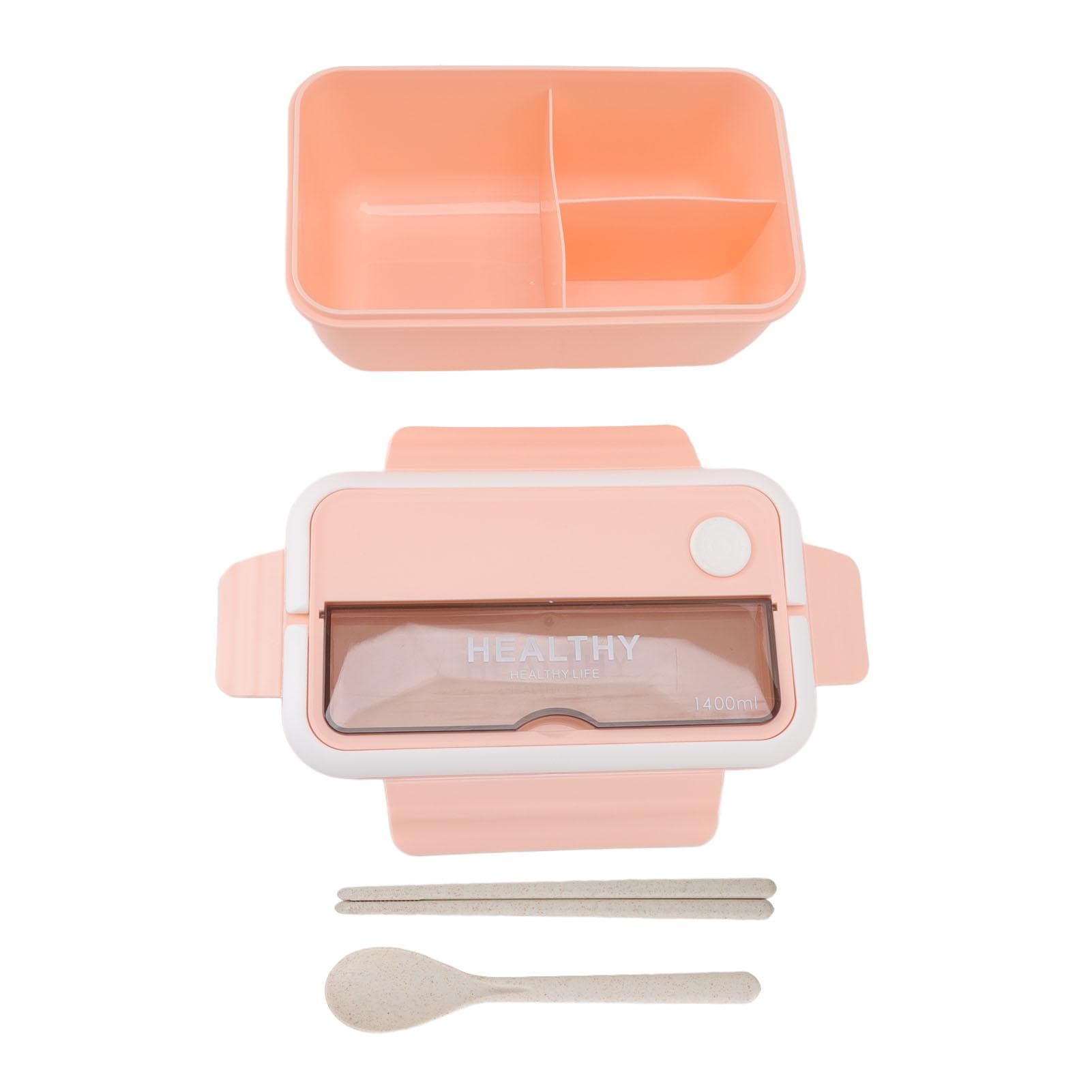 1400ml Bento Box Portable with Divider High Capacity Microwave Safe Japanese Lunch Container for L pink