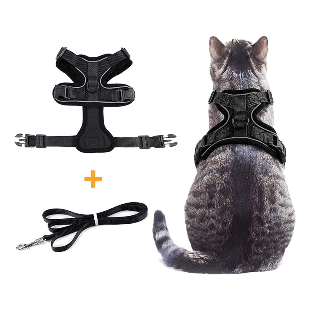Cat Harness with Leash for Walking Escape Proof Adjustable Vest Harnesses for Cats Pet Supply black